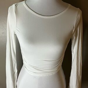 SHEIN White Long Sleeve Crop Top